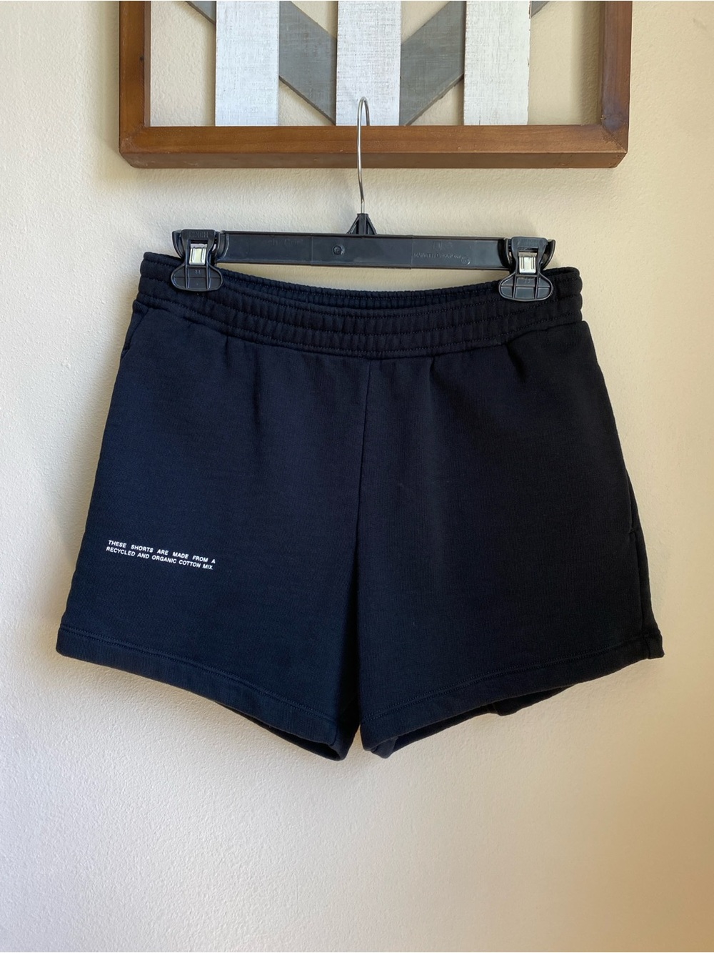 EUC PANGAIA Black Terry Sweat Shorts Elastic Waist Pull On Pockets Comfy